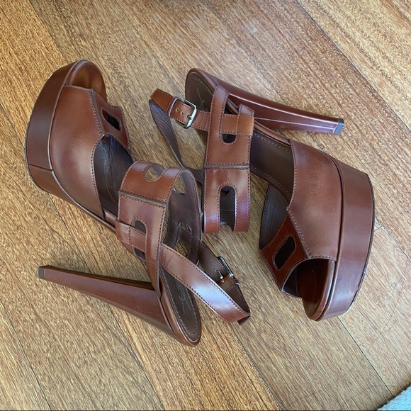 YSL Cognac Platform Heels - Picture 2 of 10
